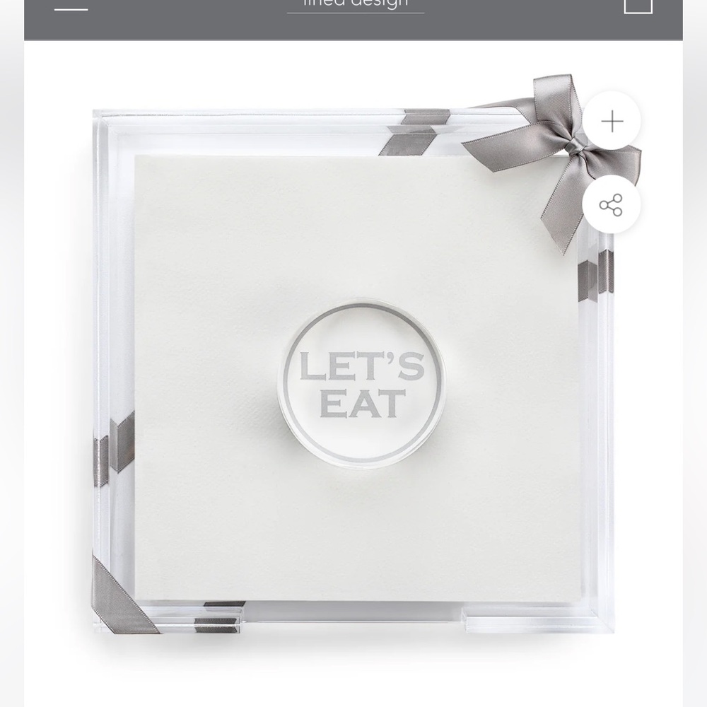 NWT Lined design “LET'S EAT” ACRYLIC DINNER NAPKIN SET